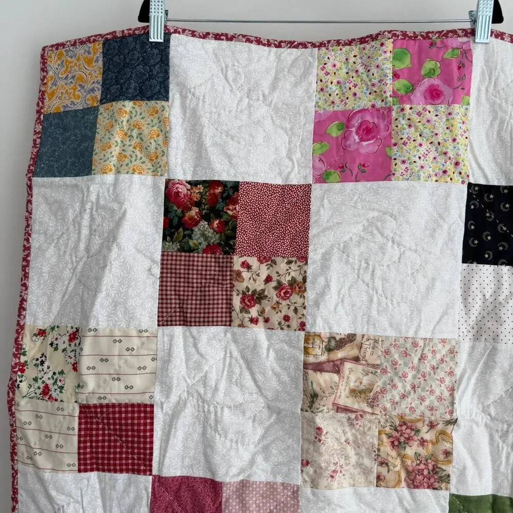 Handmade Vintage Scrappy‎ Patchwork Quilt 56x35
